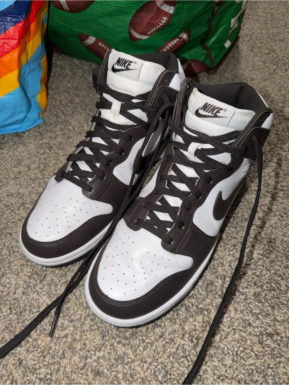 Nike Dunk High Sneakers - White & Dark Brown